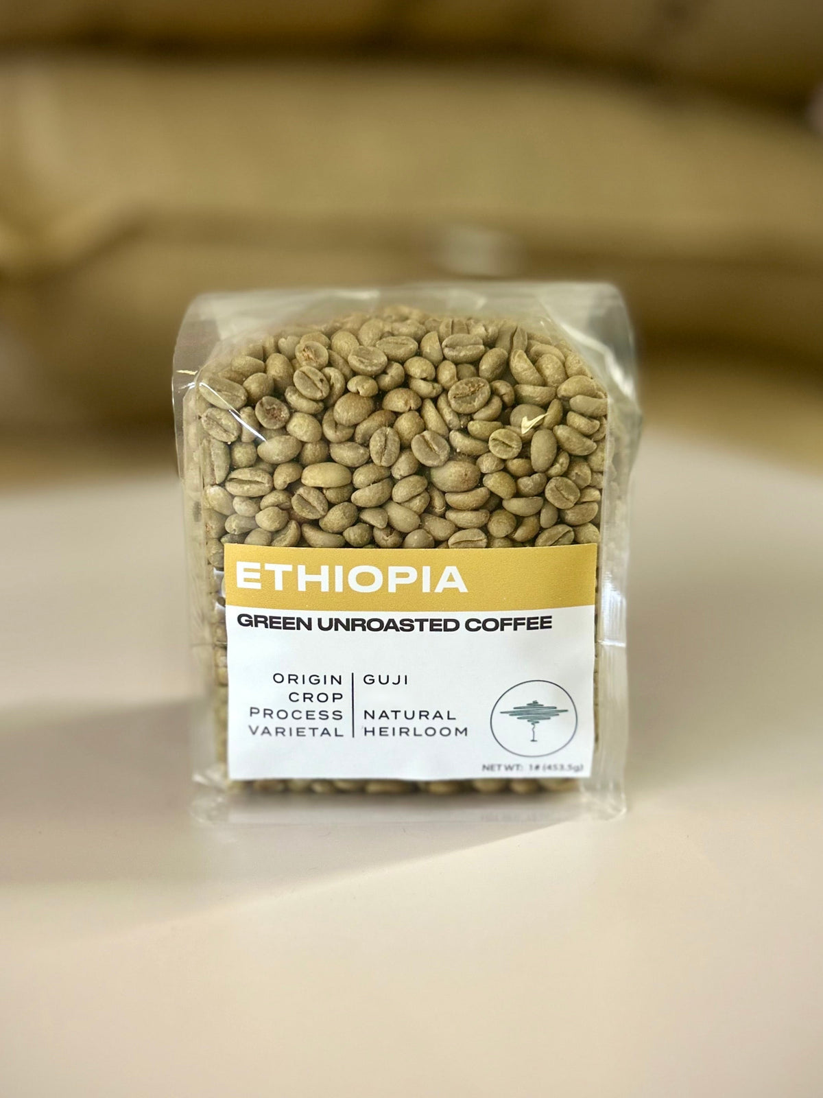 Bag of Ethiopia Natural green unroasted coffee