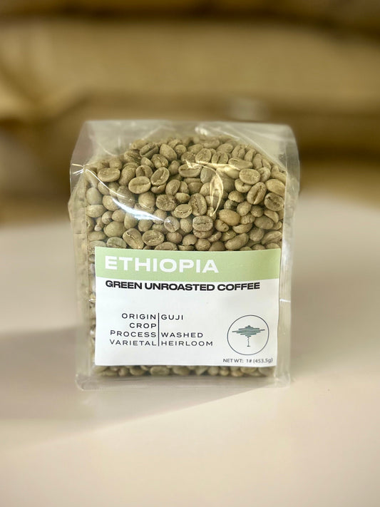 Bag of Ethiopia Washed green unroasted coffee