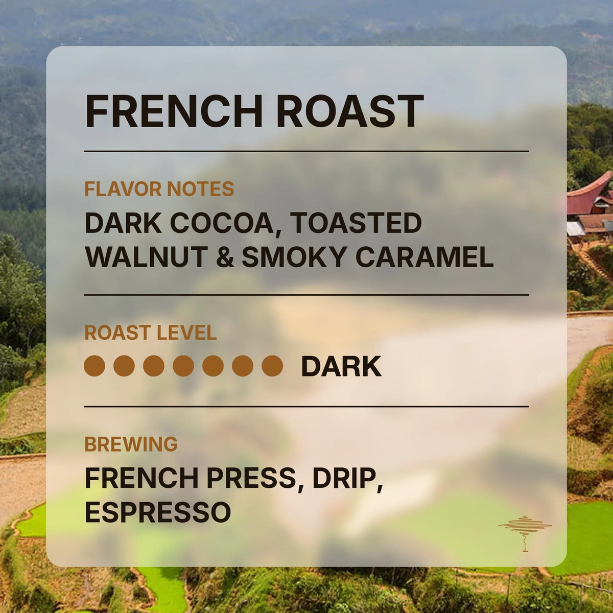 French Roast Blend flavor profile with tasting notes and roast level