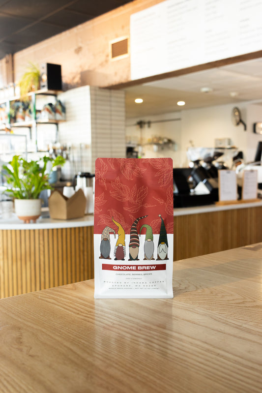 Gnome Brew holiday coffee bag from Indaba Coffee Roasters