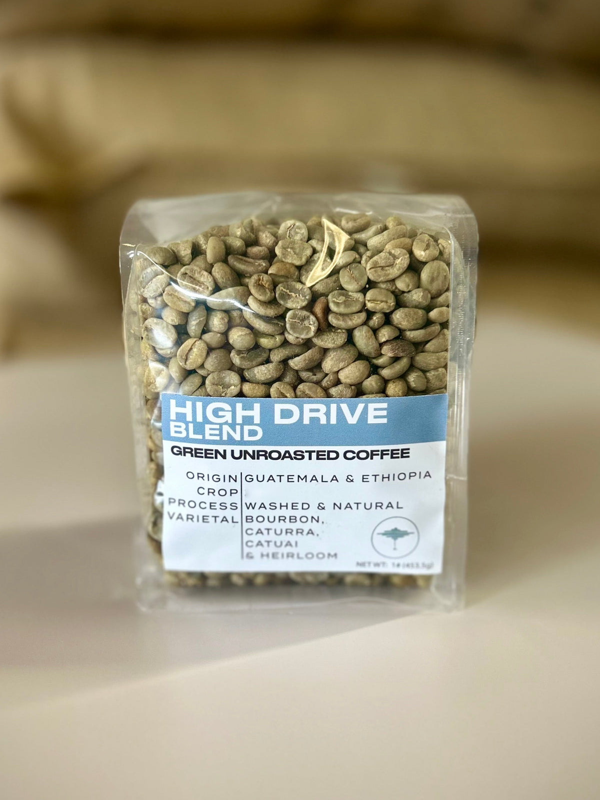Bag of High Drive Blend green unroasted coffee